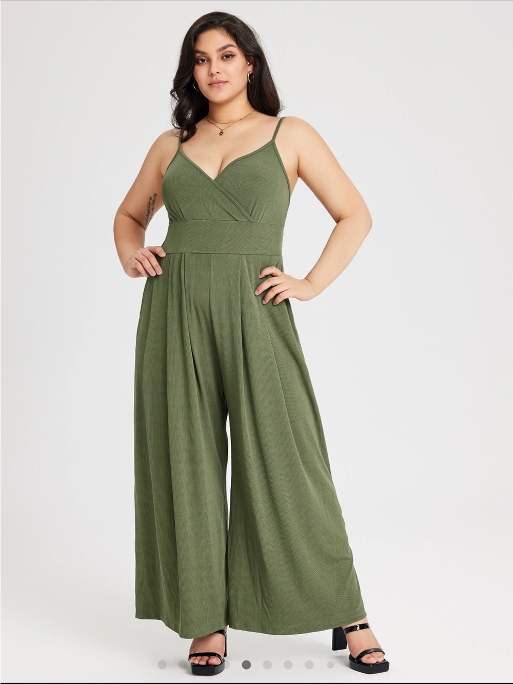 Cider curve maroon Wide-Leg Jumpsuit with Spaghetti Straps (1x)